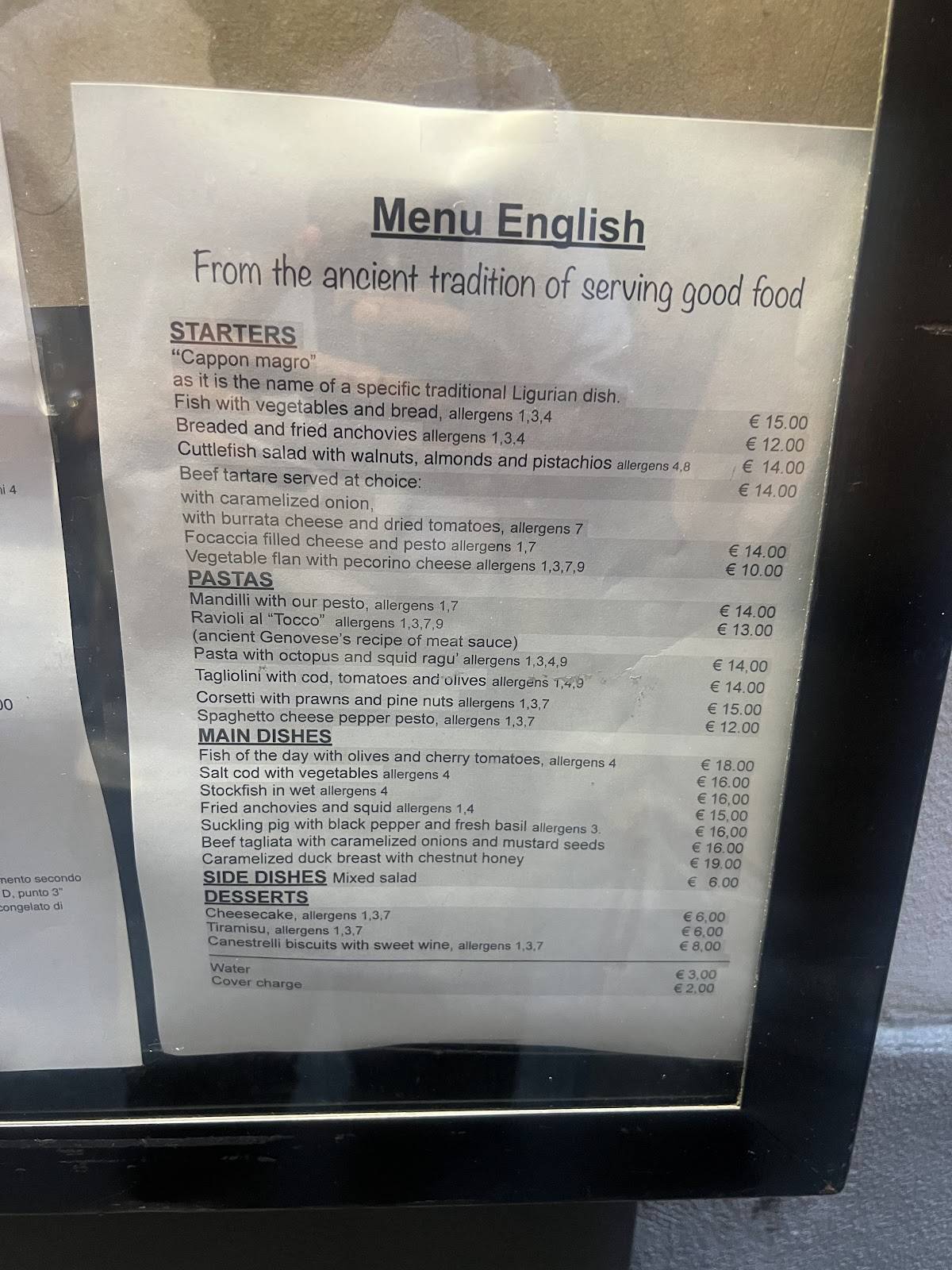 Menu di Antica Osteria Ravecca 