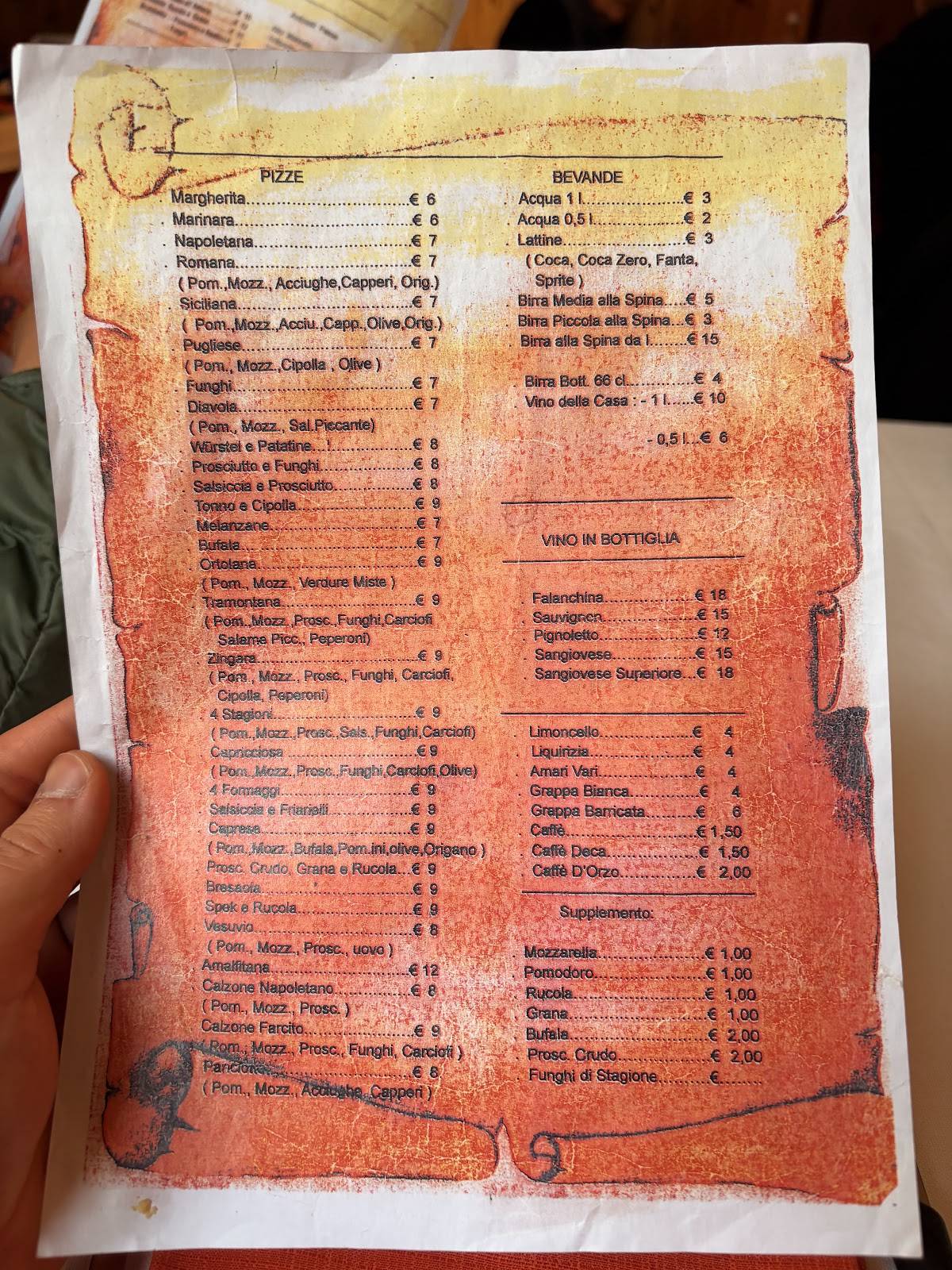 Menu di Trattoria Antica Ricetta 