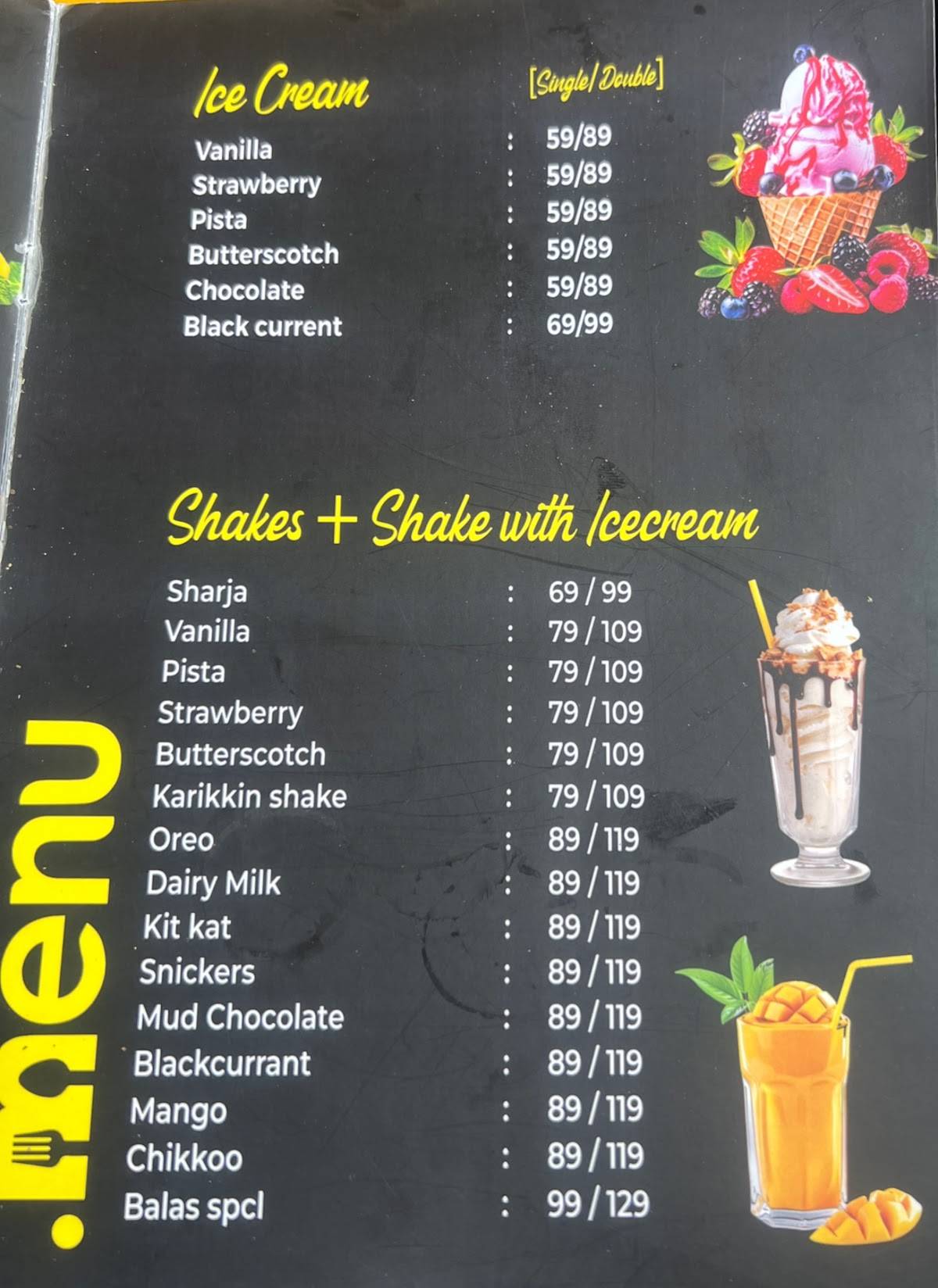 BALA'S HUB menu