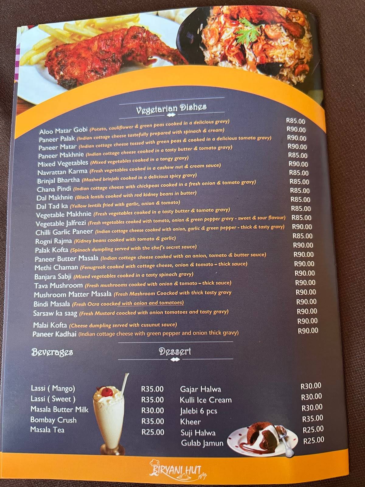 Speisekarte von BIRYANI HUT RIVONIA restaurant, Sandton