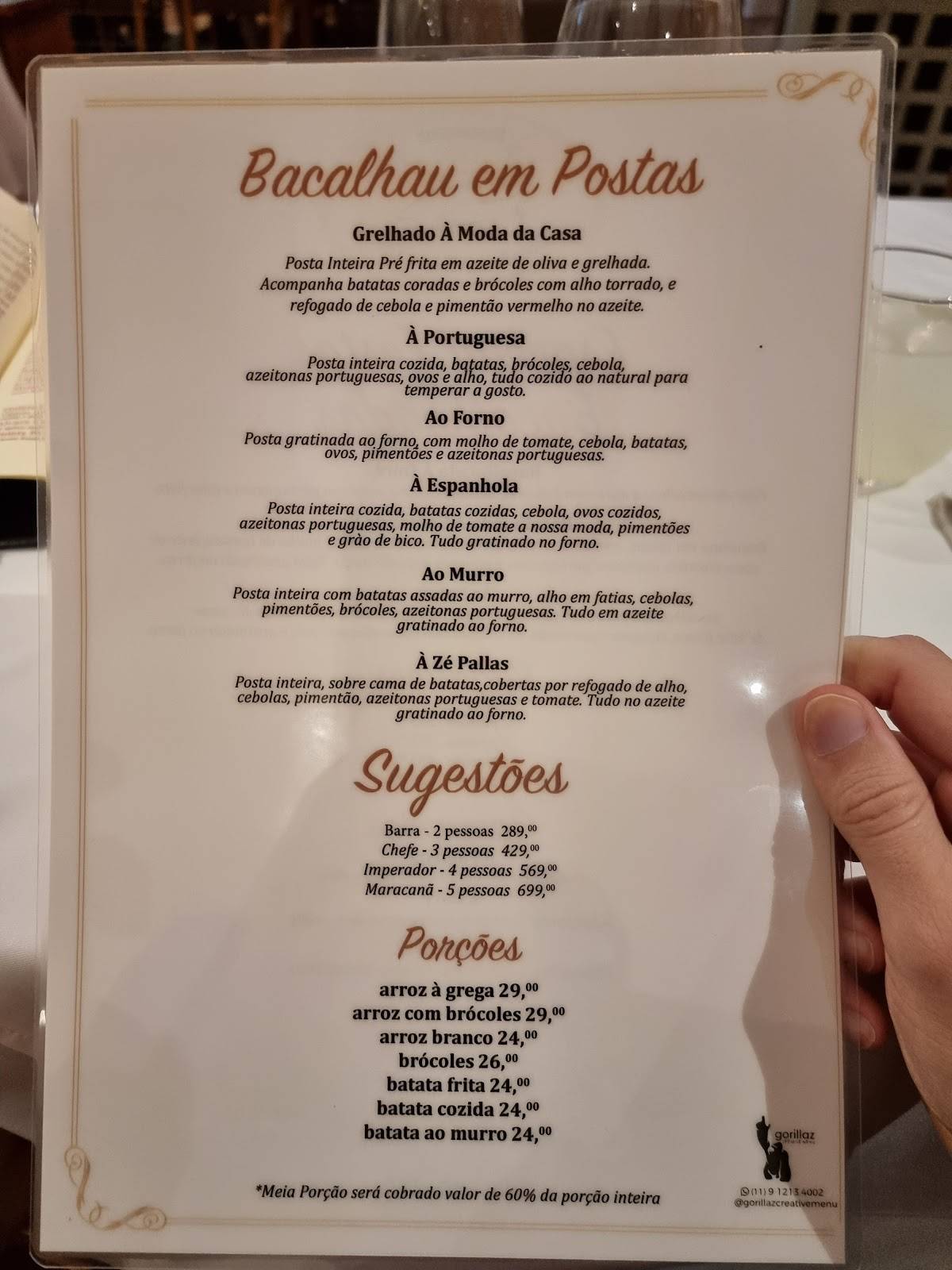 Bacalhau Vinho e Cia do ITAIM cardápio