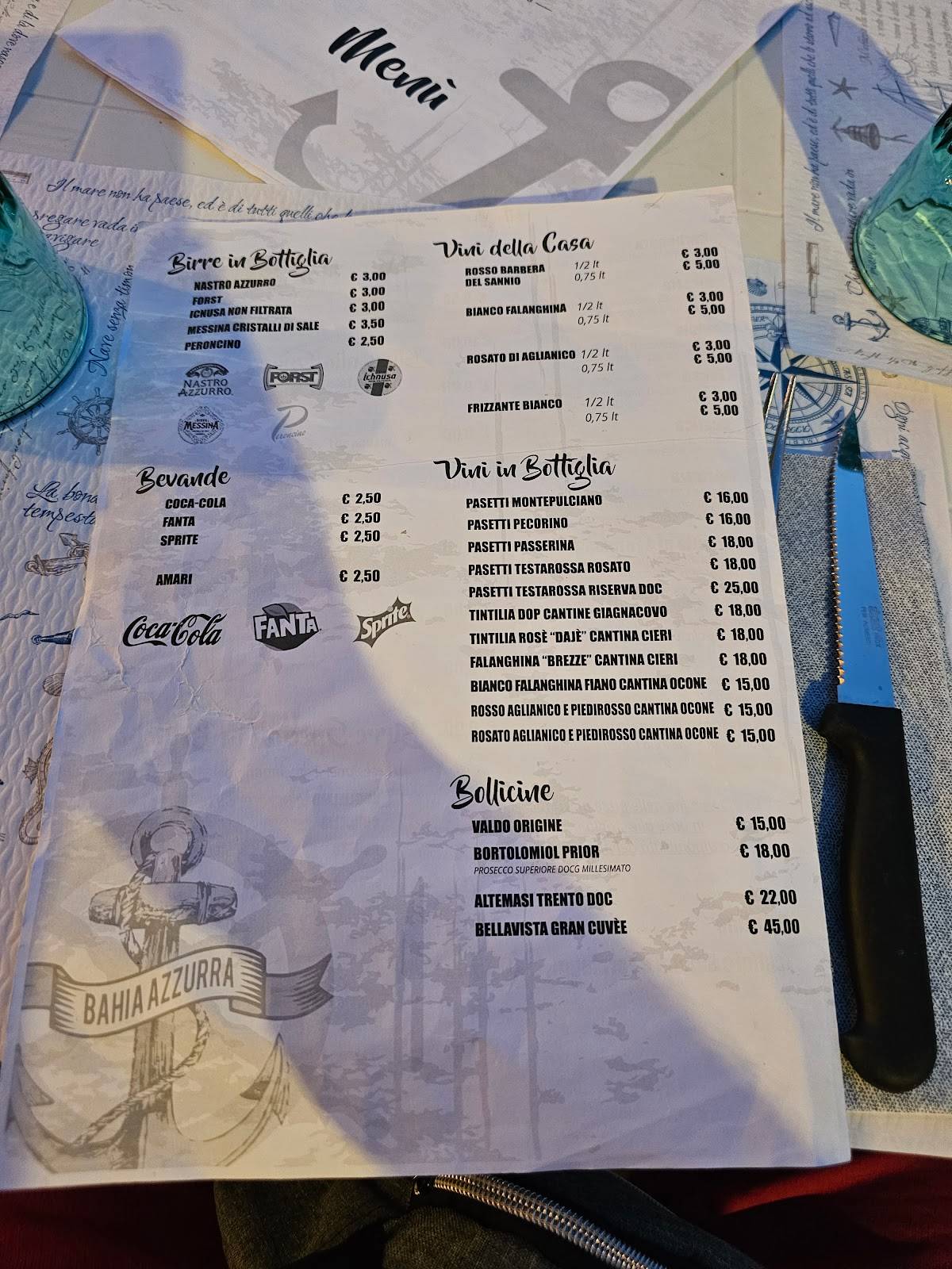 Menu di Ristorante pizzeria Bahia azzurra Beach club 