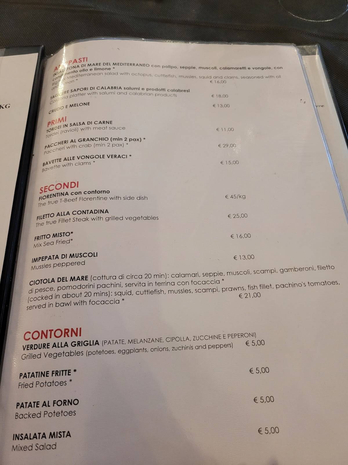 Menu di Bar Pizzeria Braceria "da Carlo" 