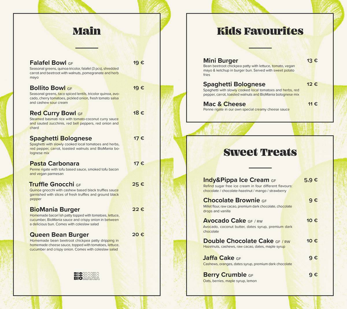 Menu di BioMania Bistro Bol 