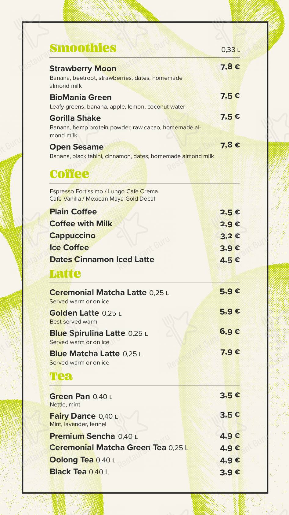 Menu di BioMania Bistro Bol