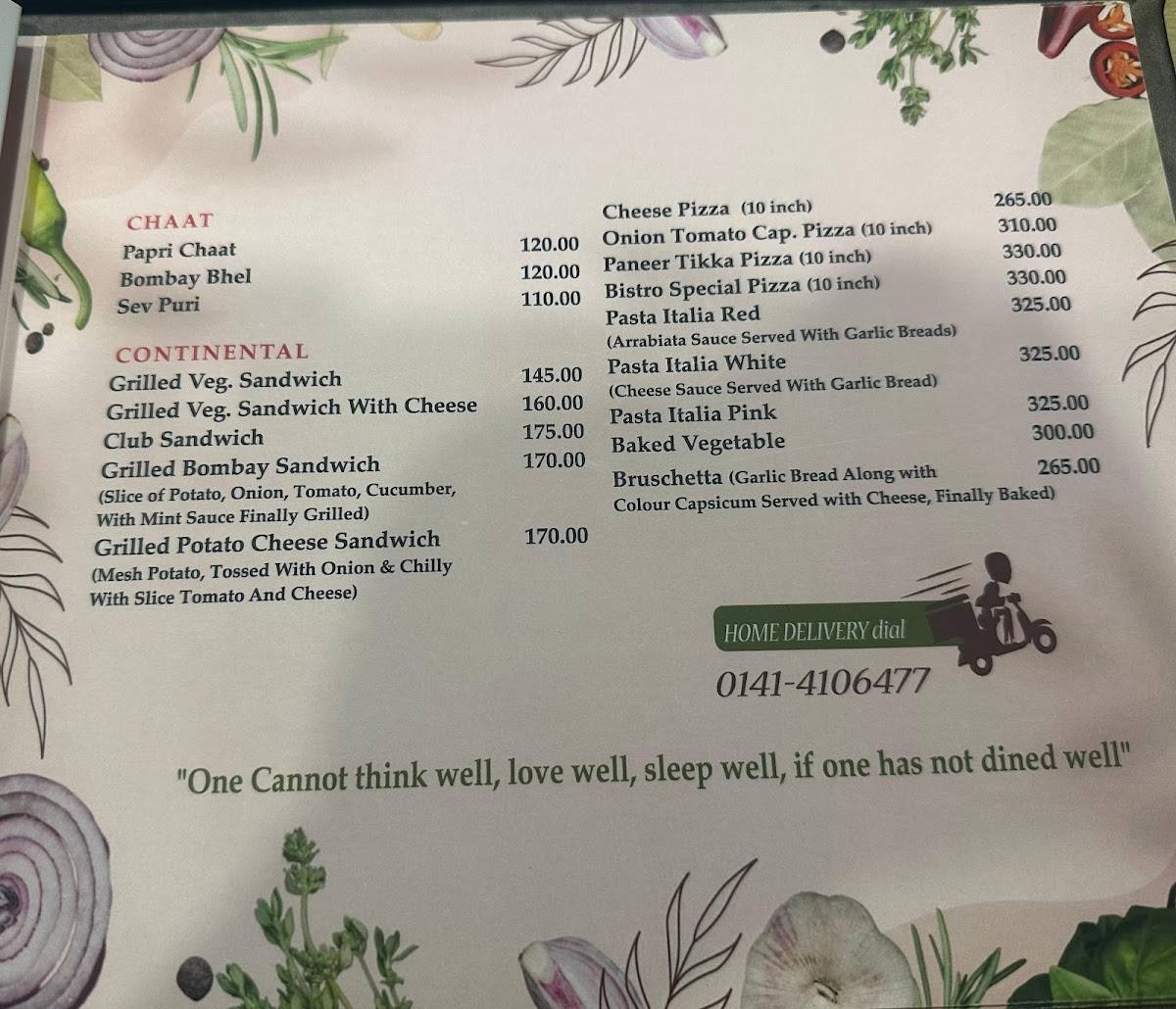 Bistro menu