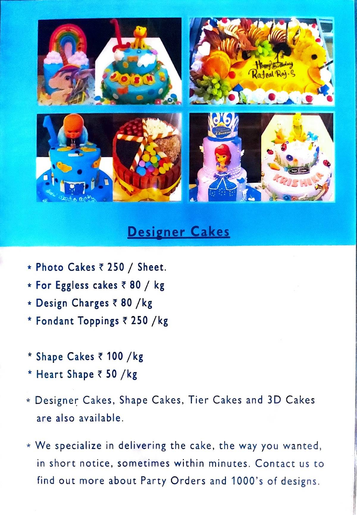 Blueberry - The Cake Cafe menu