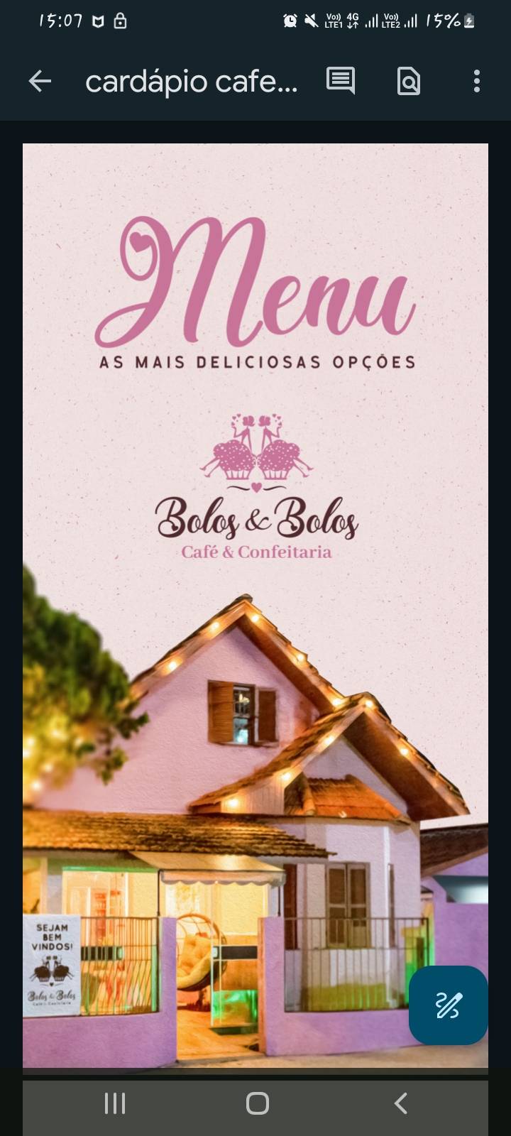 Bolos e Bolos Matriz cardápio
