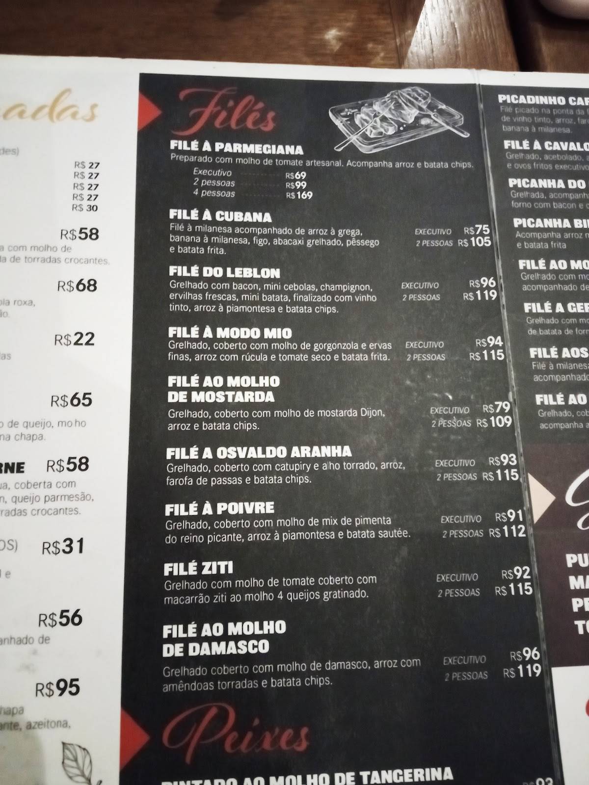 Bom Filé cardápio