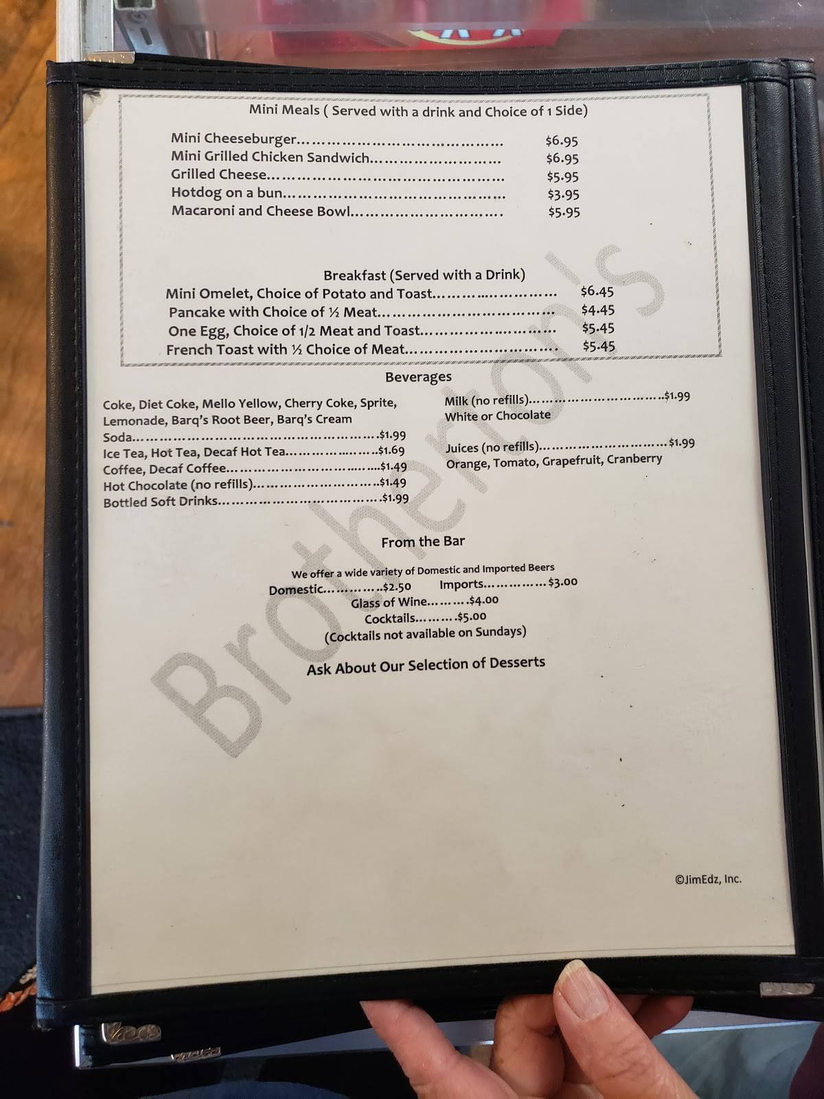 Menu at Brotherton's Family Restaurant, Cincinnati