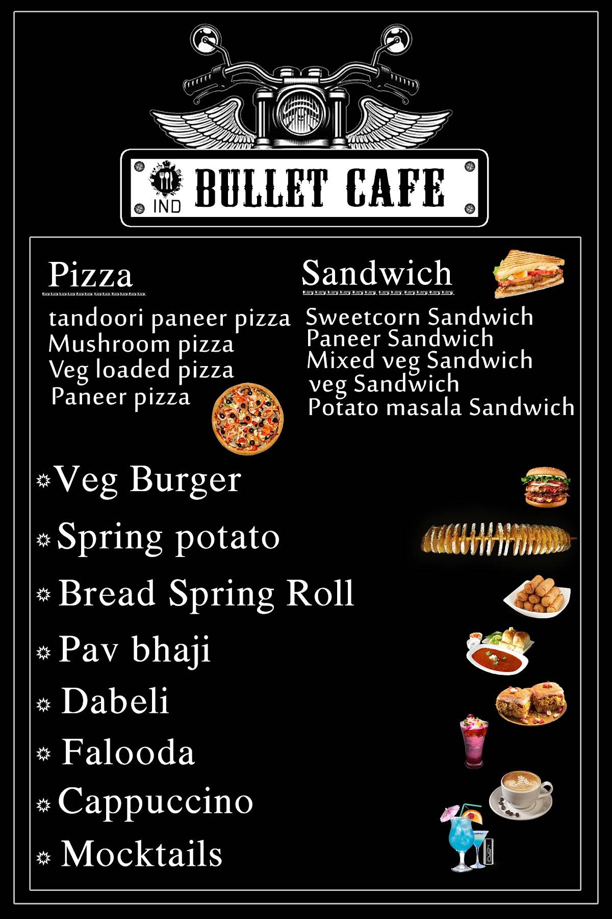 Bullet cafe menu