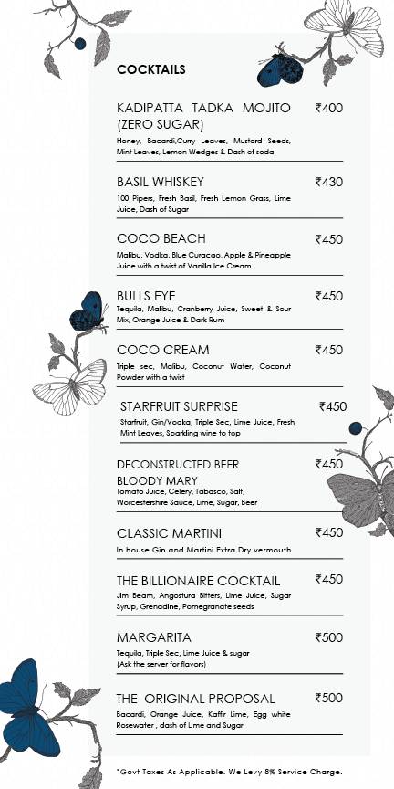 Butterfly High menu