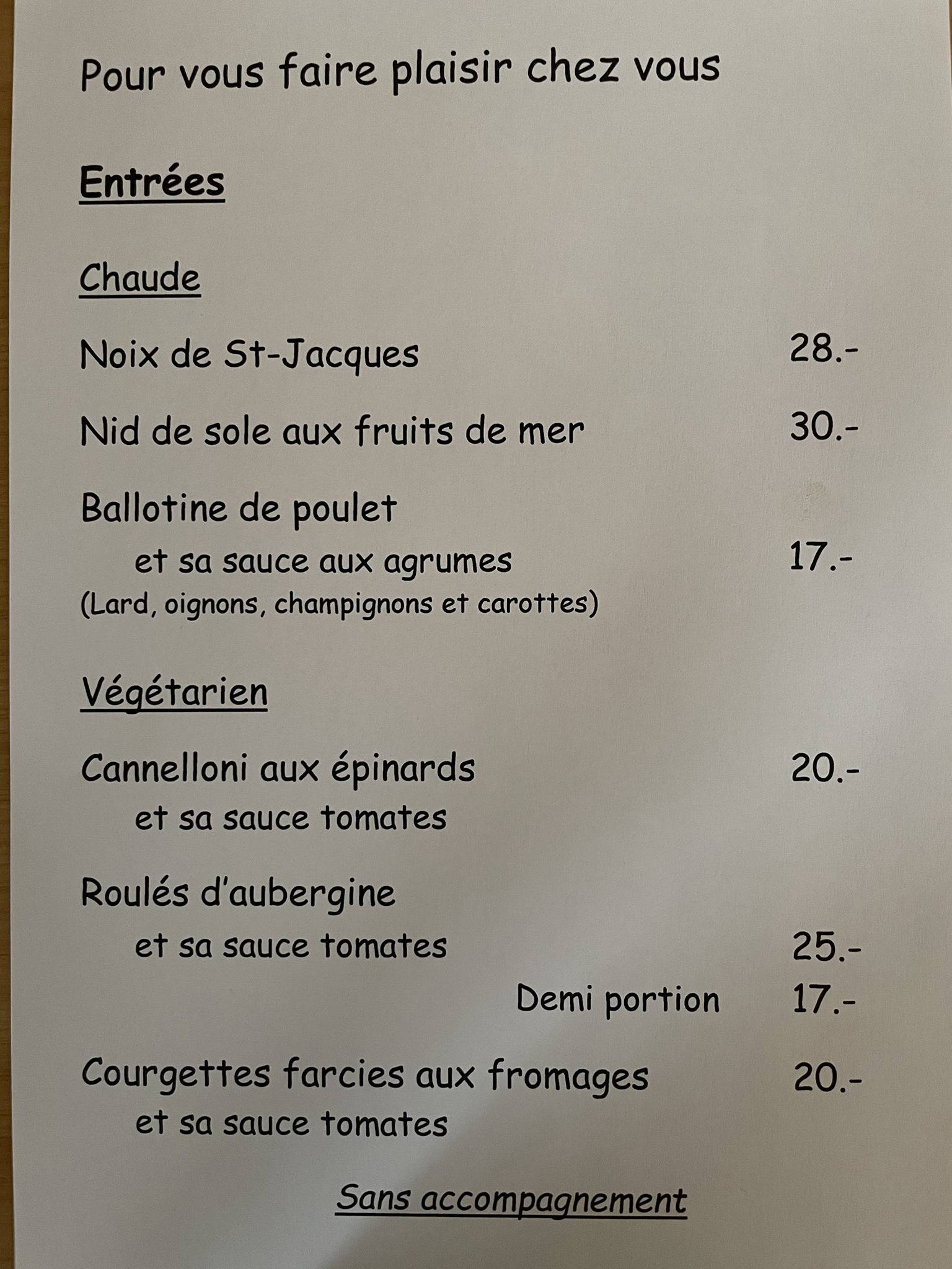 Menu di Café restaurant L'Union à La Joux 