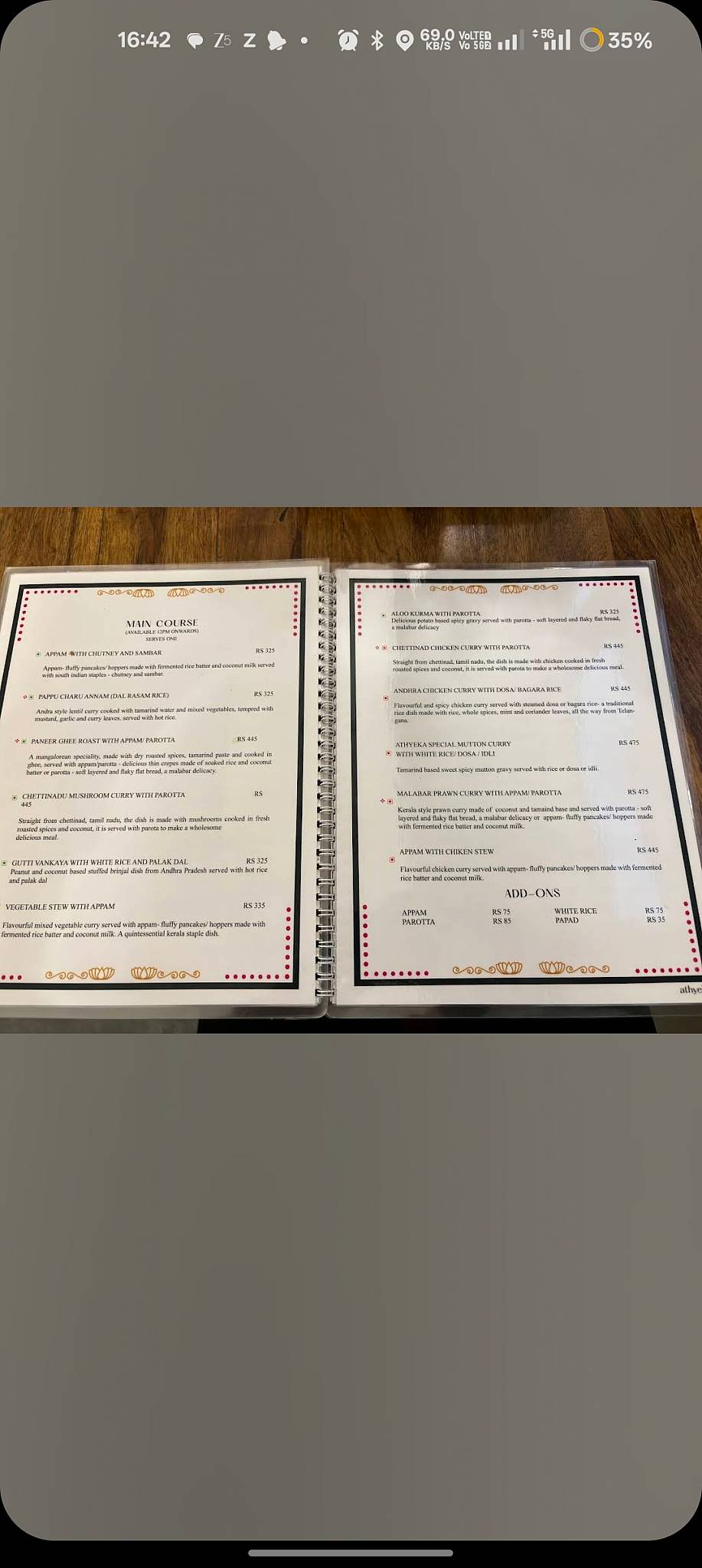 Cafe Athyeka 2.0 menu