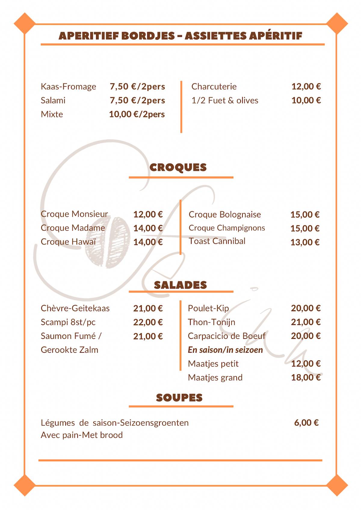 Menu de Café Inn