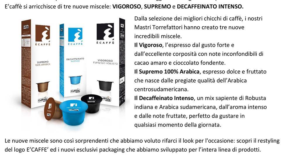 Menu di Caffitaly System Shop 
