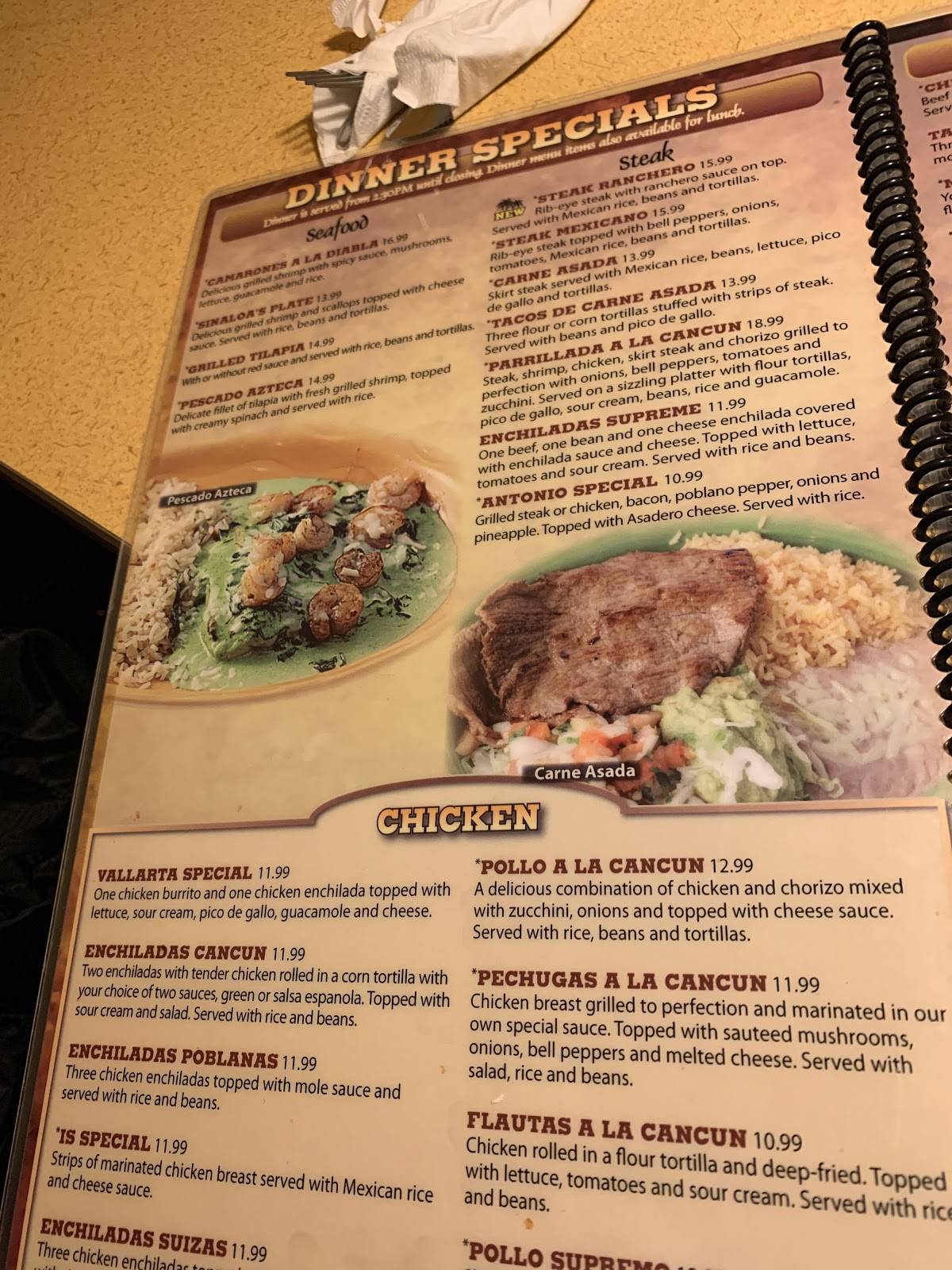 Menu at Cancun Mexican Restaurant White Oak, Cincinnati, Cheviot Rd