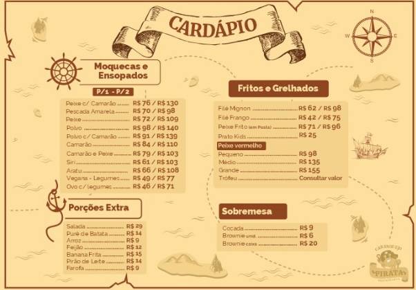 Caranguejo Pirata Restaurante cardápio