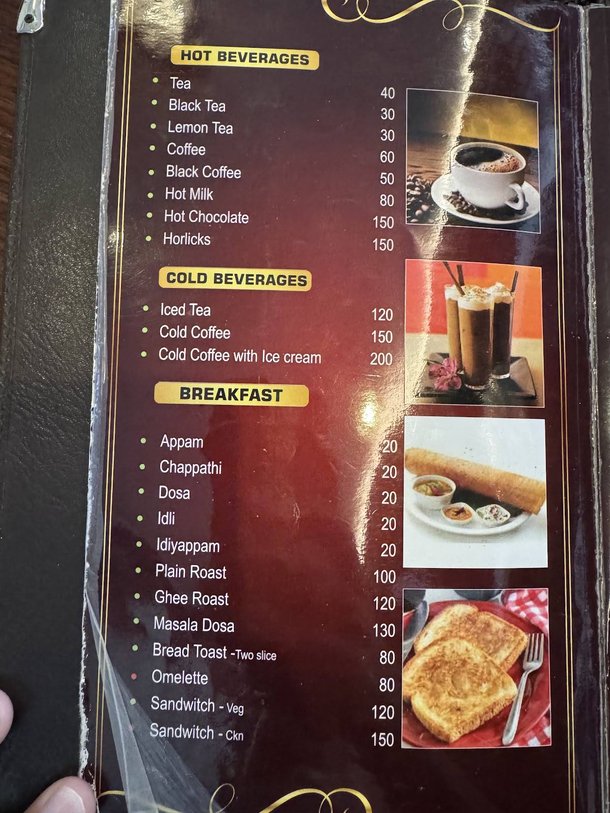 Cassia Restaurant, Alappuzha menu