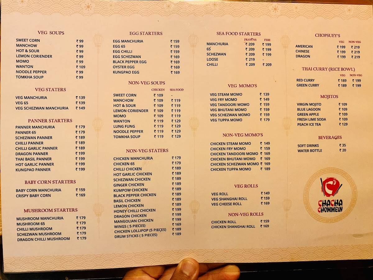 Chacha Chowmein (Habsiguda) menu