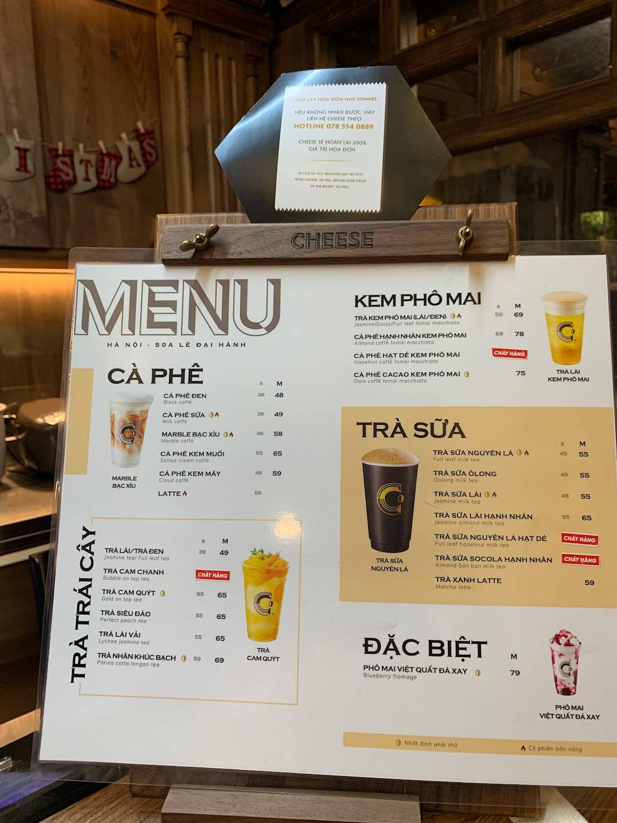 Menu at Cheese Coffee, Hanoi