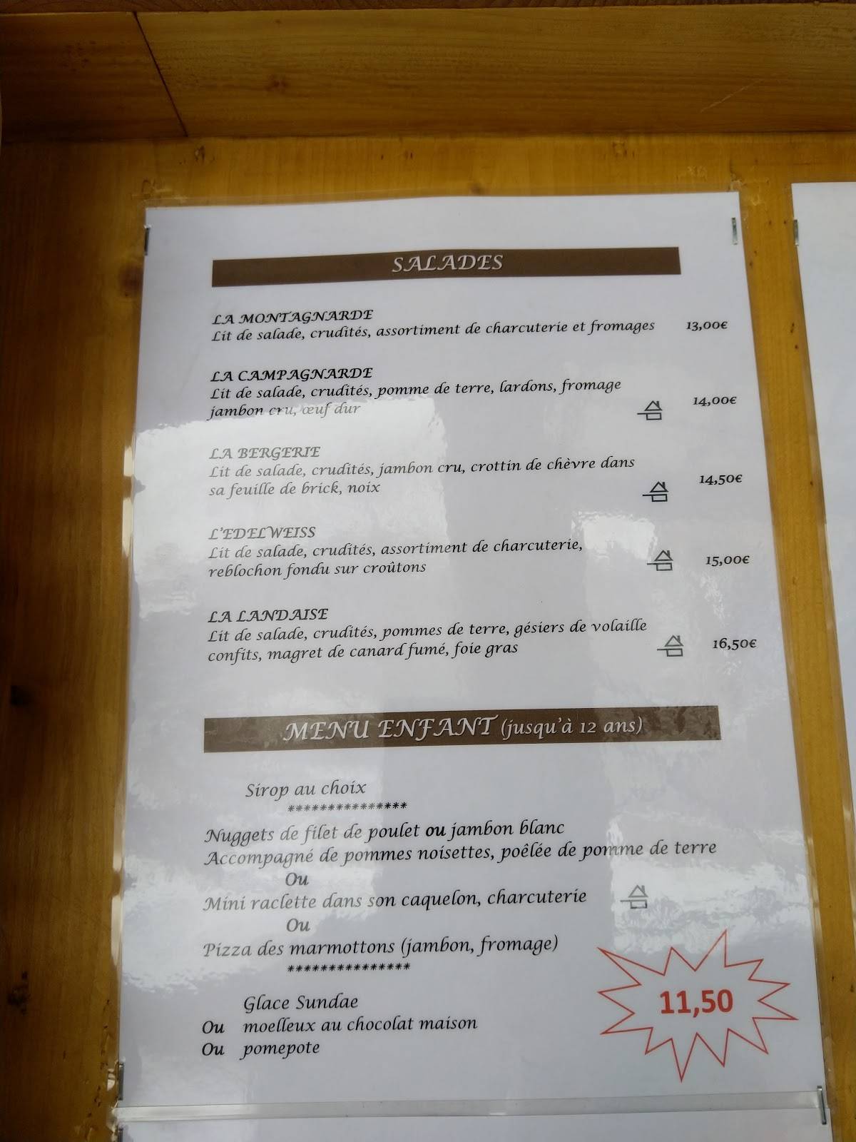 Menu de Chez Natacha et Gael