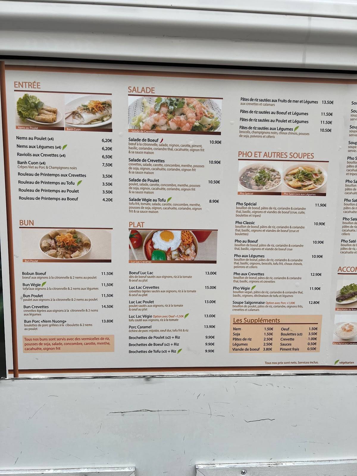 Menu de Chez Yu - Restaurant Vietnamien
