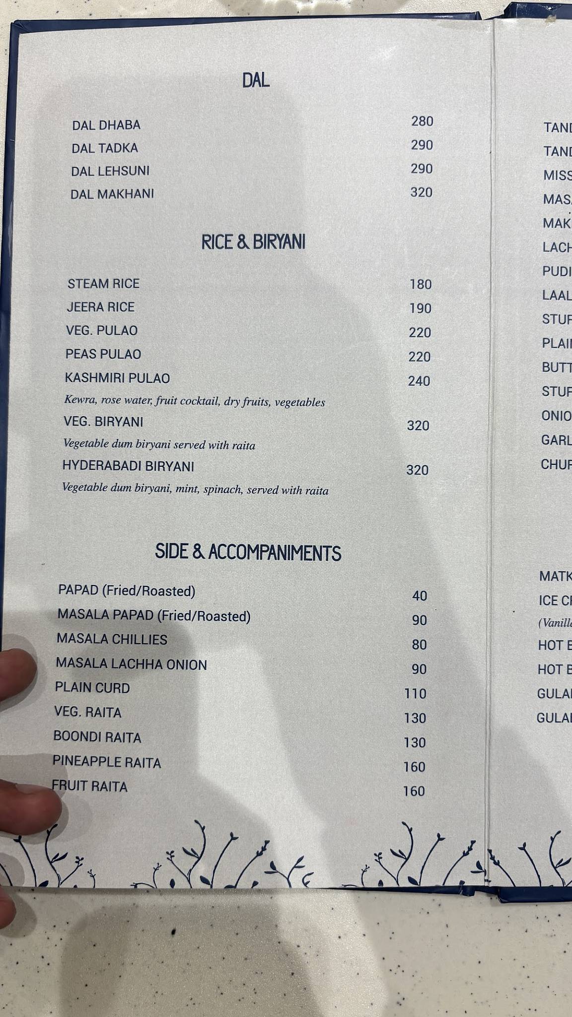 Chhabra's Restaurant menu