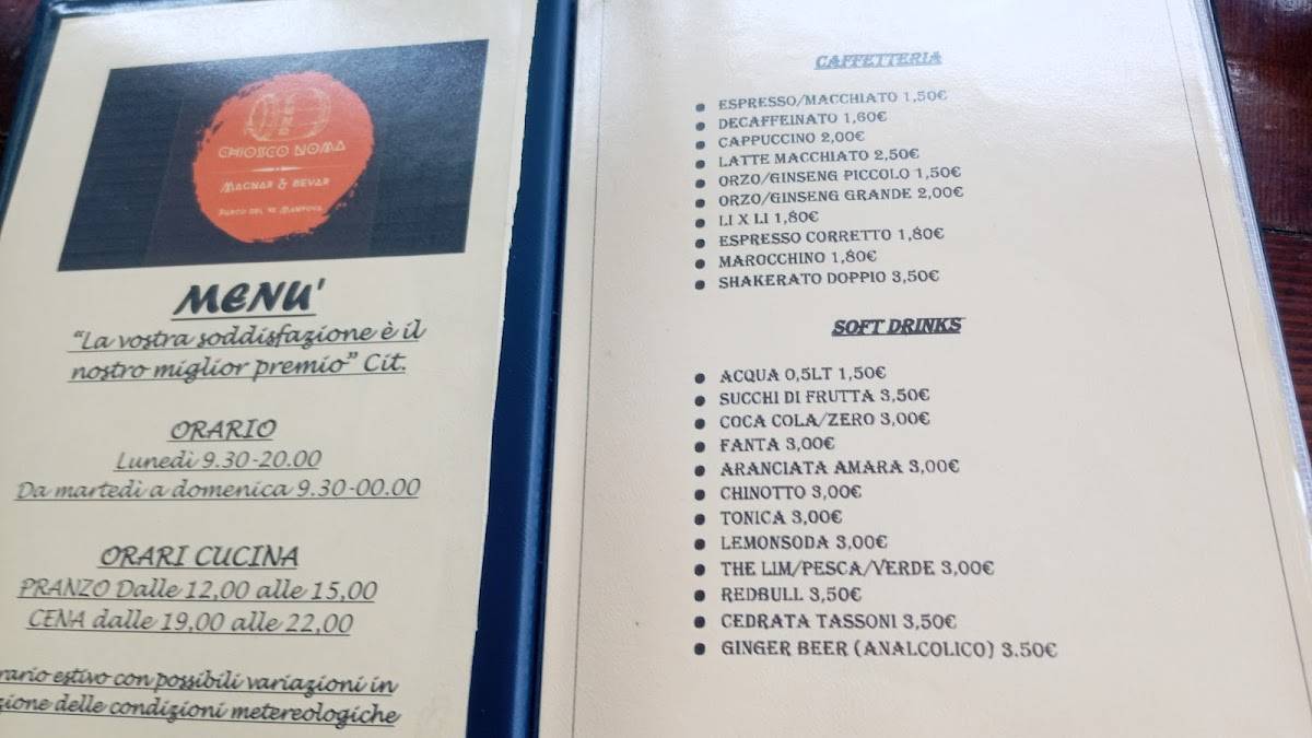 Menu di Chiosco Noma 