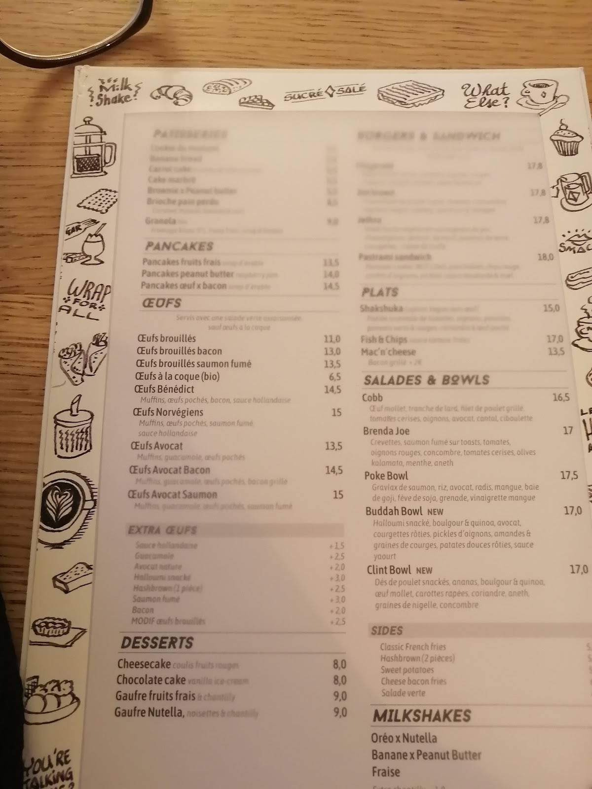 Menu de Clint Paris 12ème
