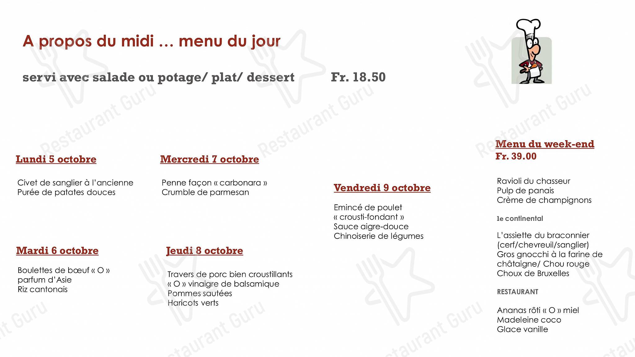 Le Continental Restaurant in Lens - Коктейльная карта