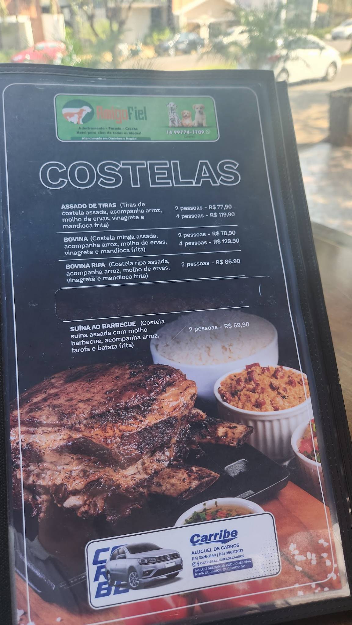 Costelaria cardápio