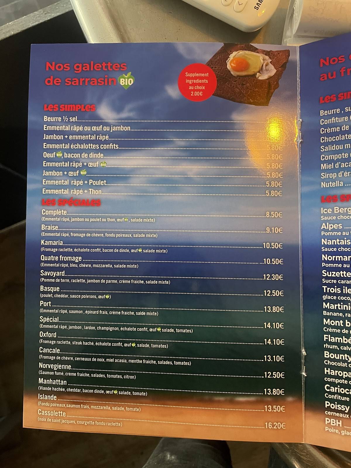 Menu de Crêperie Du Port