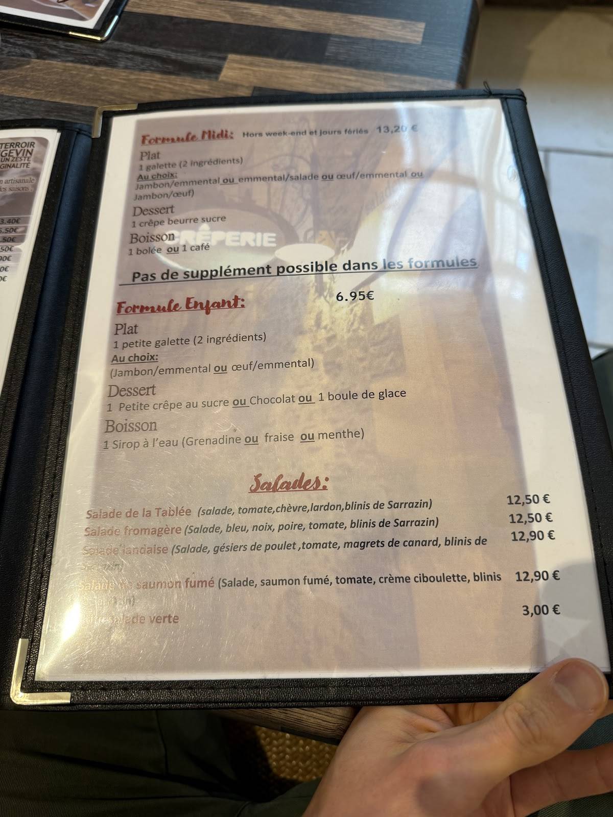 Menu de Crêperie La Tablée - Restaurant Angers
