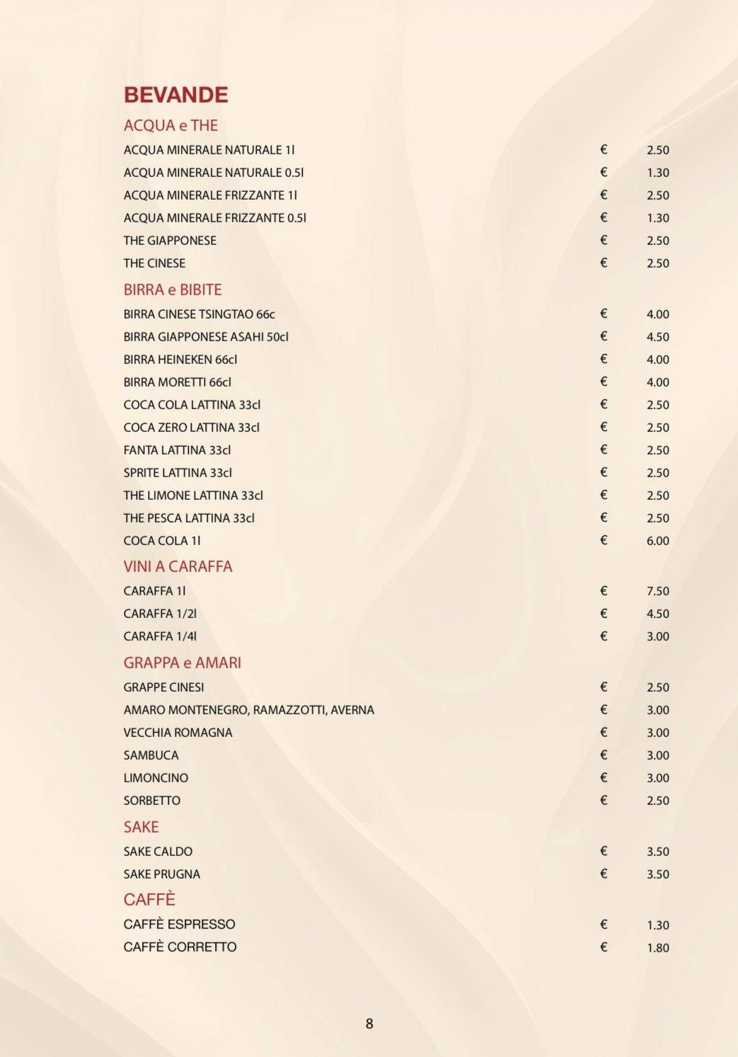 Menu di D'Oriente 