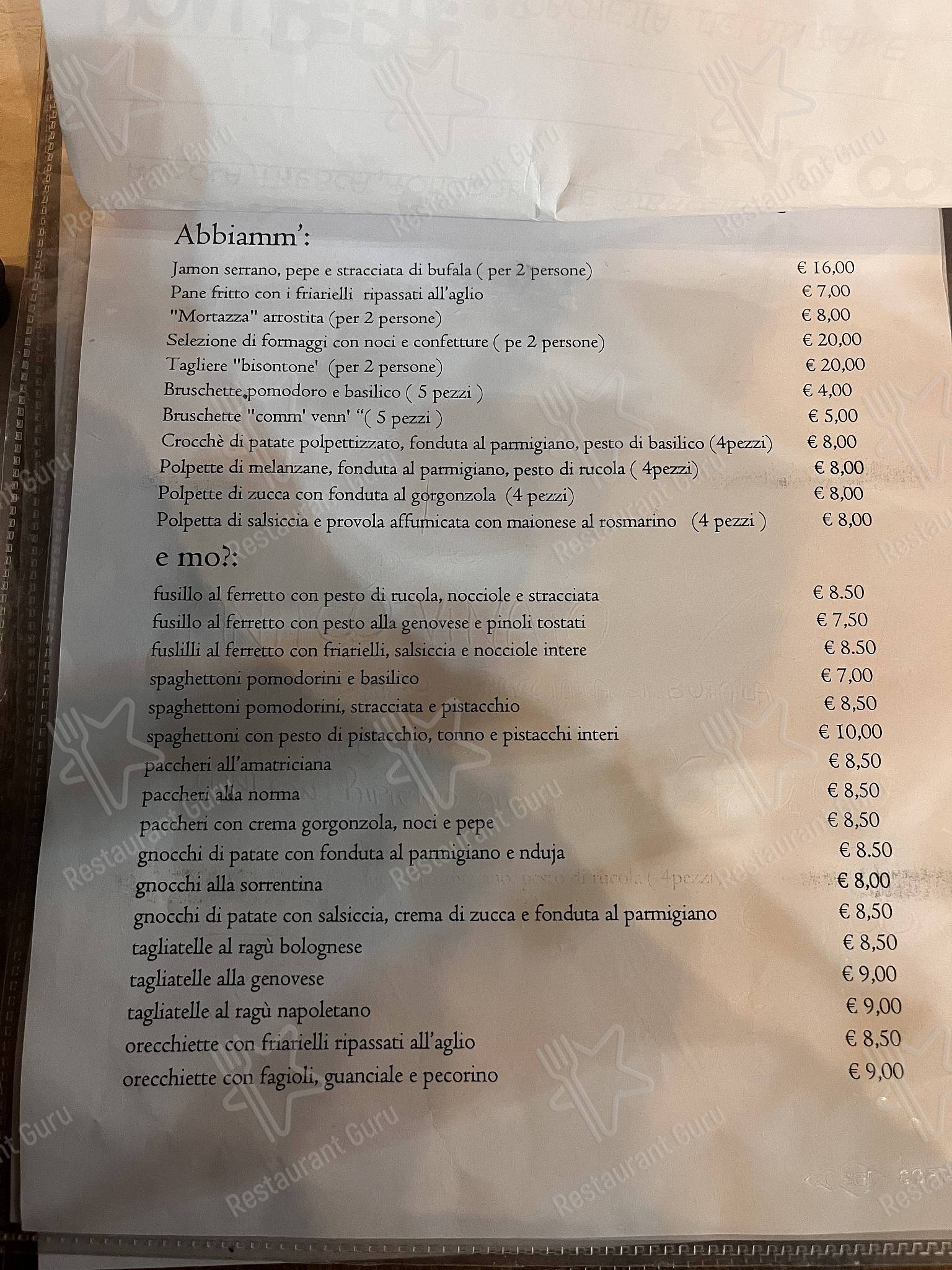 Menu per Da Biso ristorante