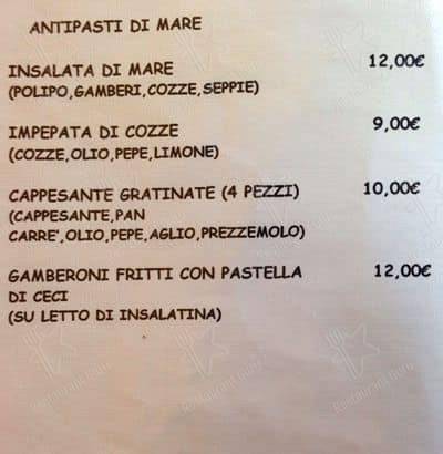 Menu di Ristorante Da Mimì 