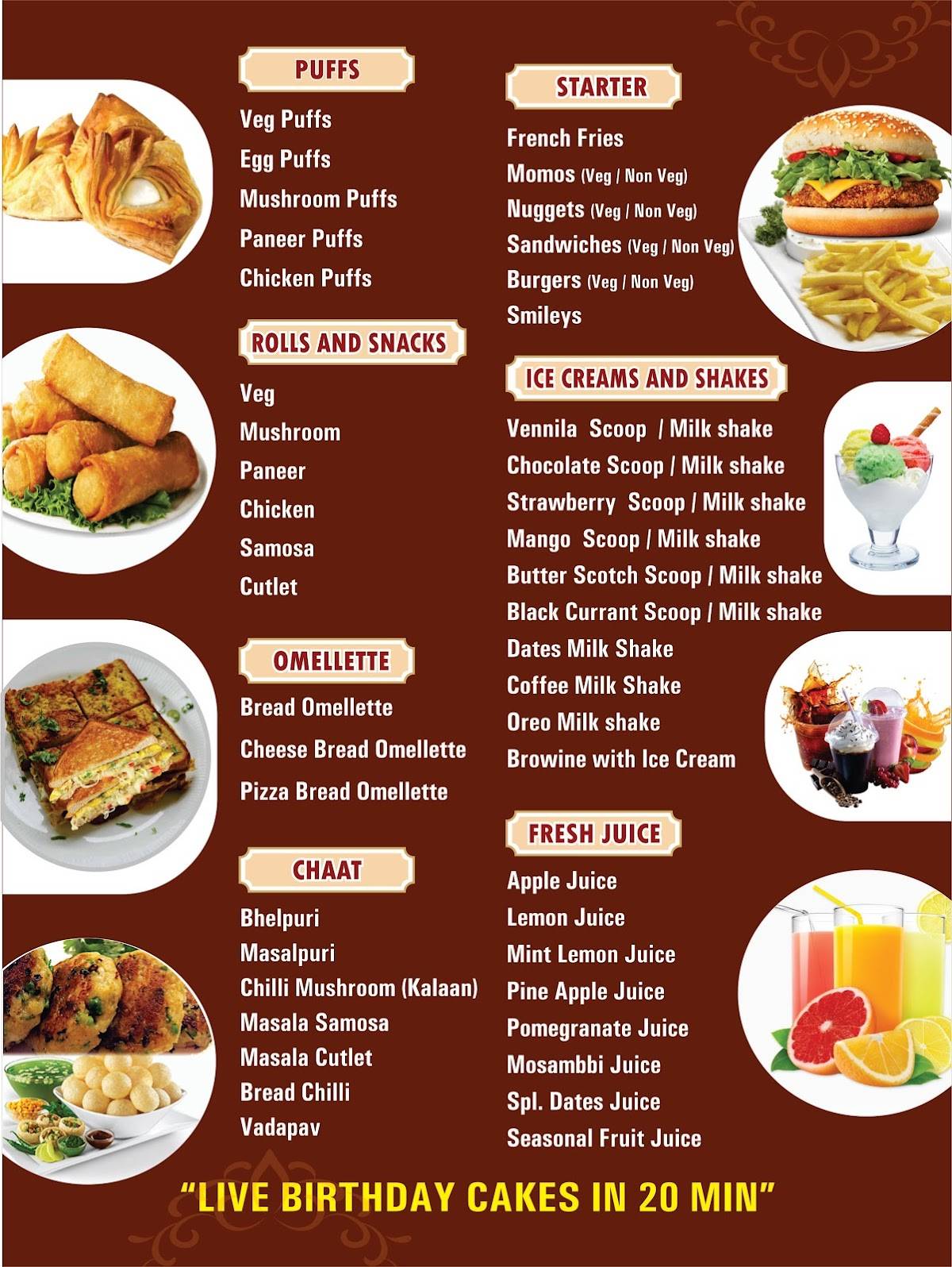 Daily Bakes menu
