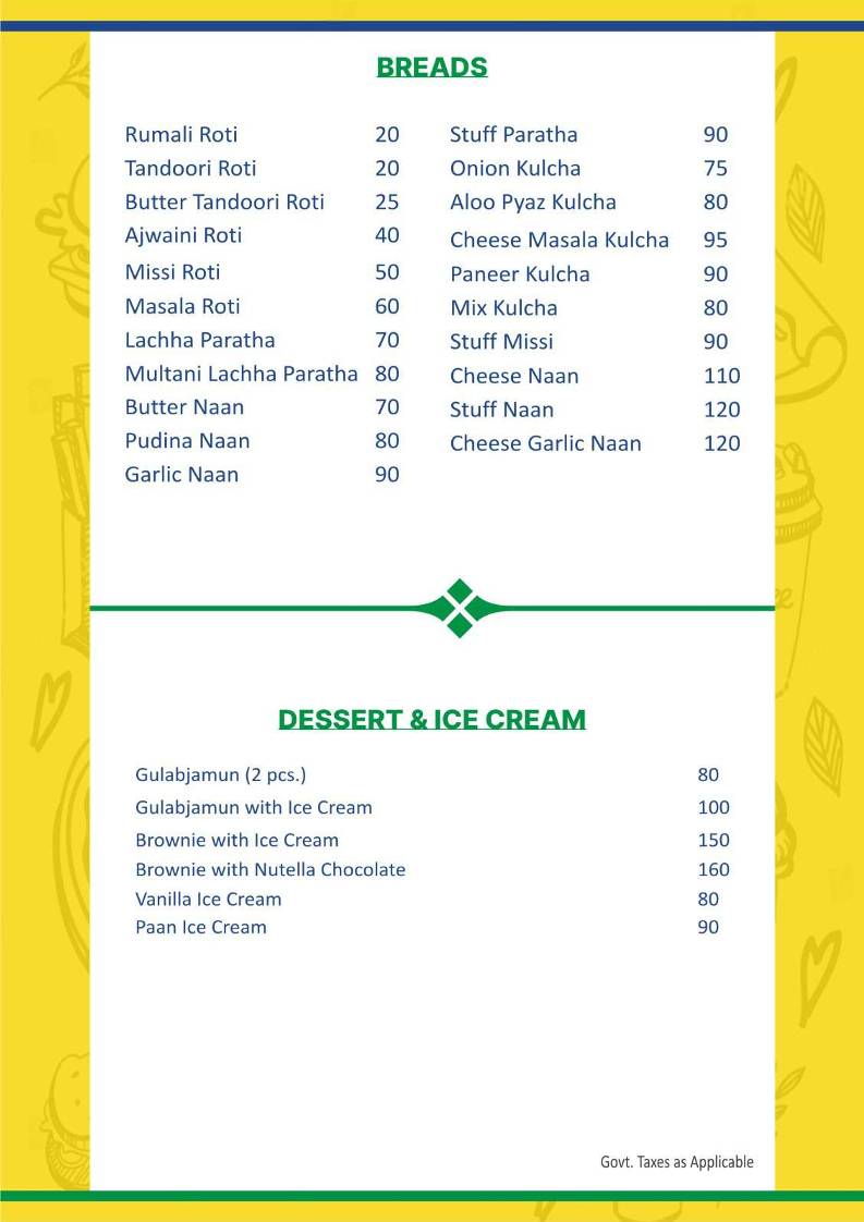 Dhaba Delight (Veg Restaurant) menu
