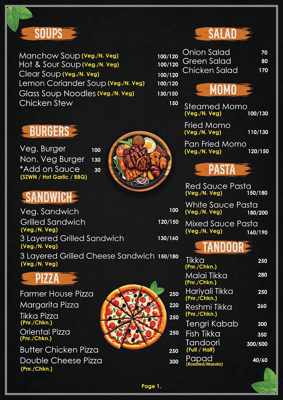 Diamond Cafe & Restaurant menu