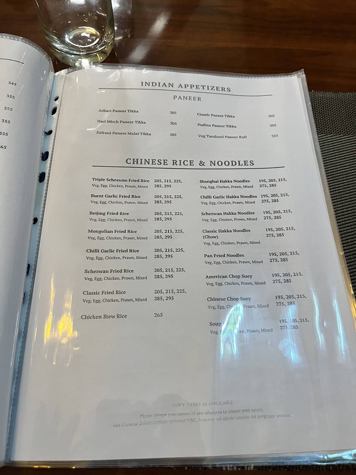 Eden Restaurant menu