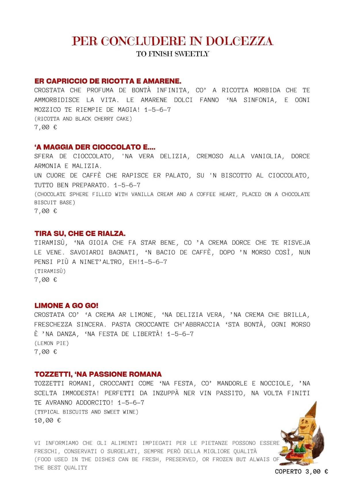 Menu di Al Campanile 