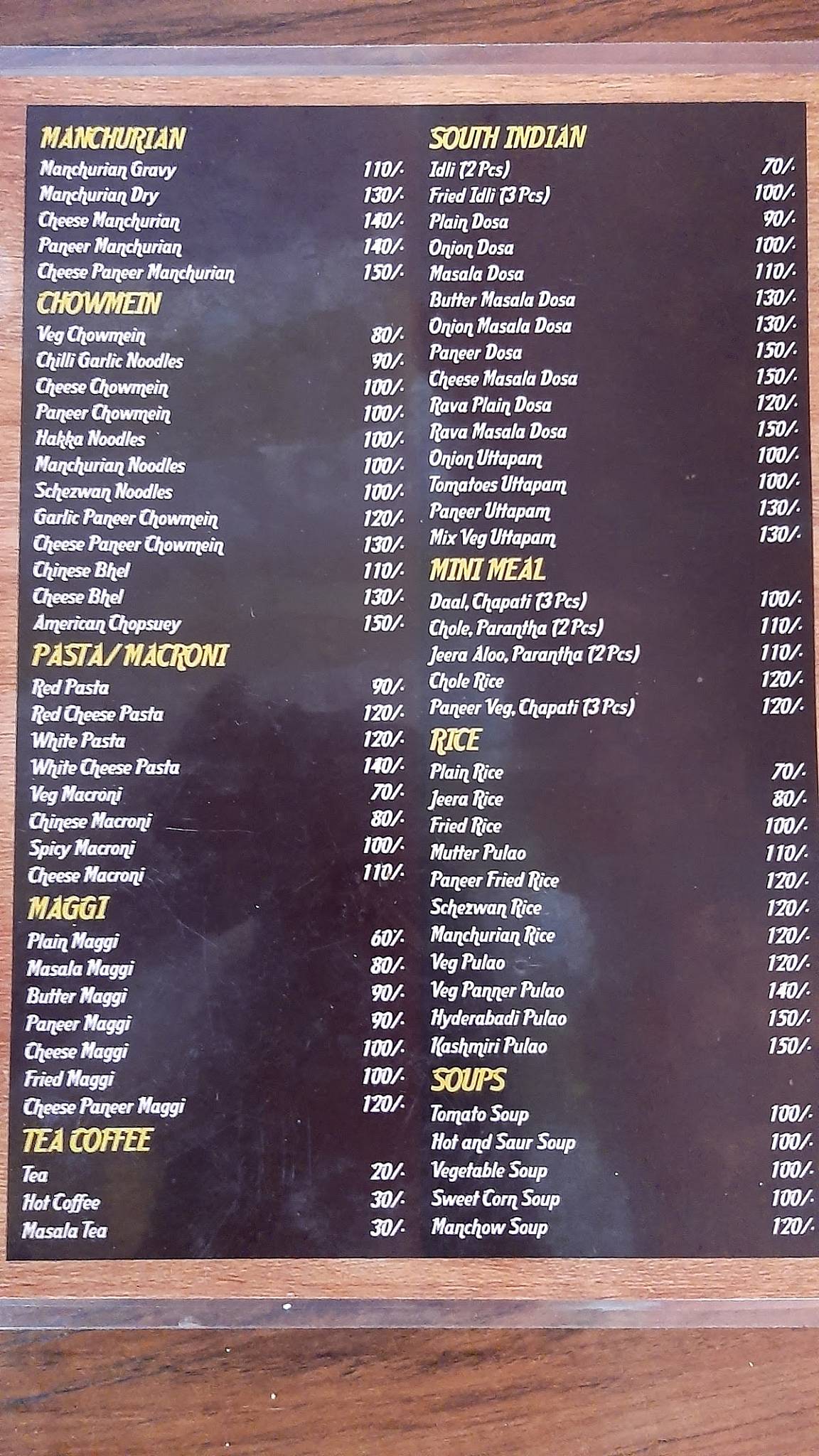 FRIENDS FOOD menu