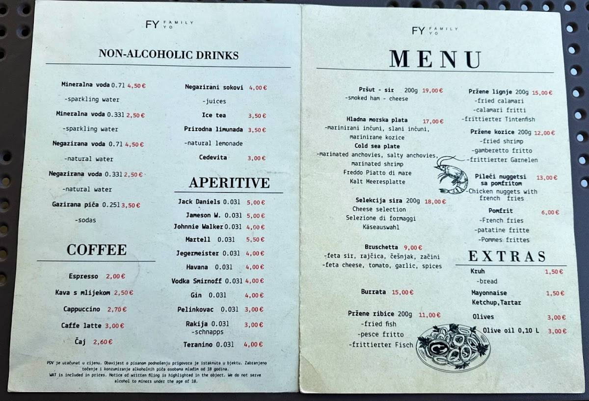 Menu di Family Yo 