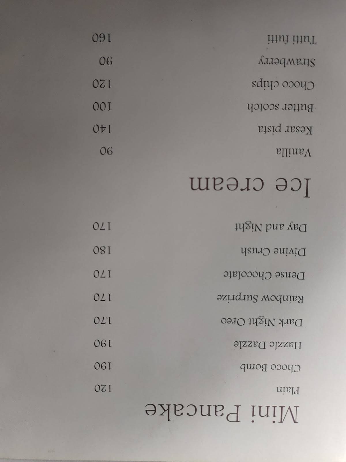 Fine Dine menu