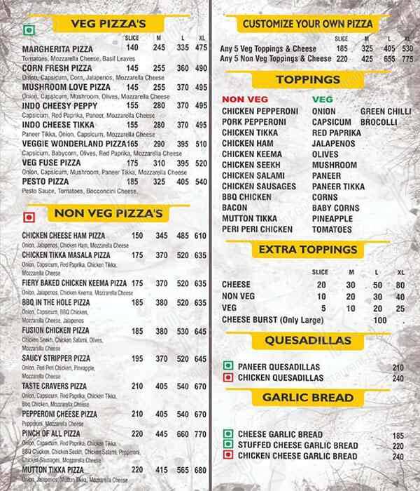 Fire-N-The Hole Wood Fired Pizzas menu