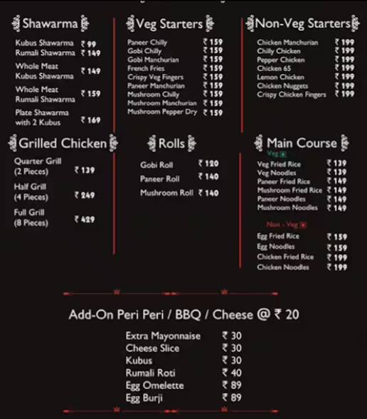 Food Artist menu