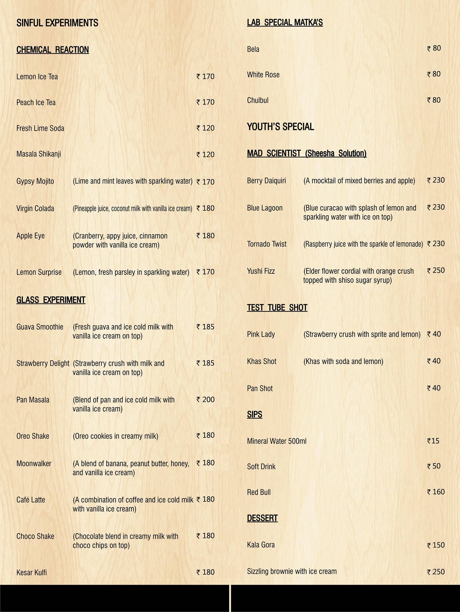 Food Lab menu