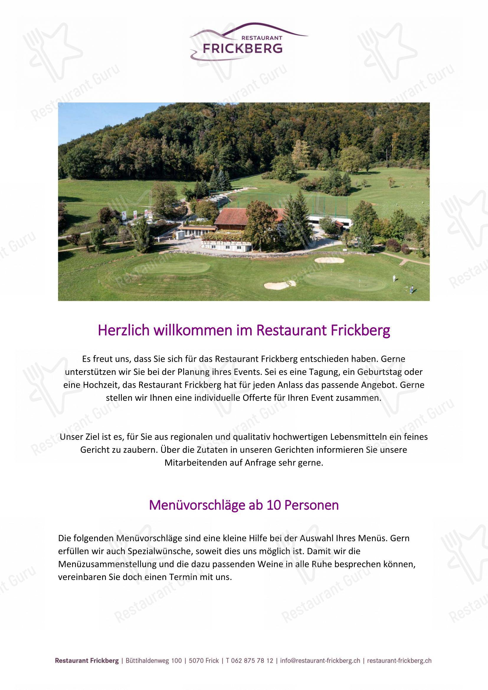 Menu di Restaurant Frickberg - At Home Catering Menu