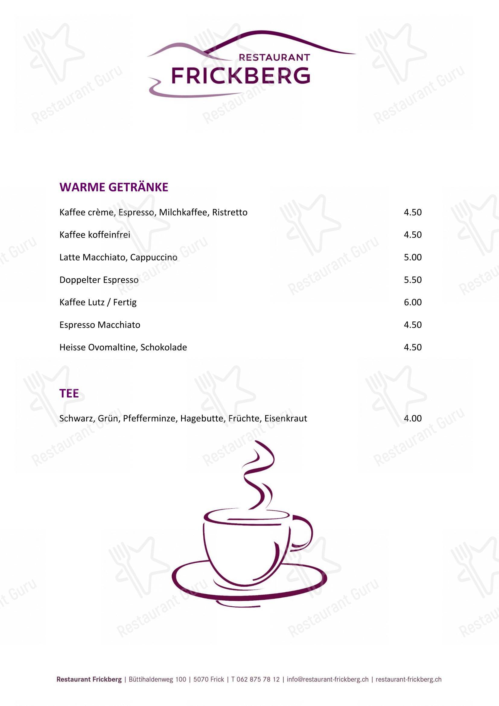 Menu di Restaurant Frickberg - Wine Menu